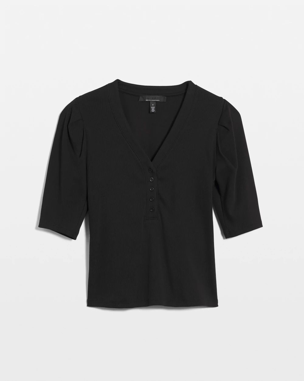 WHBM FORME™ Ribbed Stretch Henley Top click to view larger image.