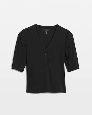 WHBM FORME™ Ribbed Stretch Henley Top click to view larger image.
