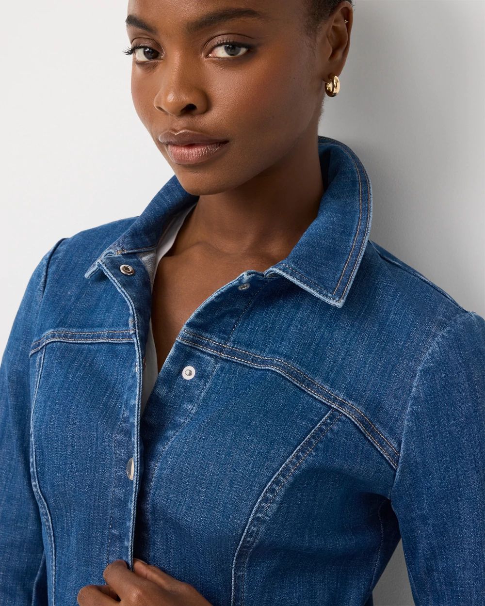 Peplum Denim Jacket click to view larger image.