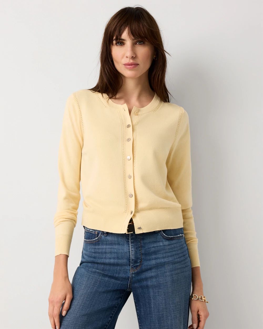 Crewneck Button-Front Cardigan click to view larger image.