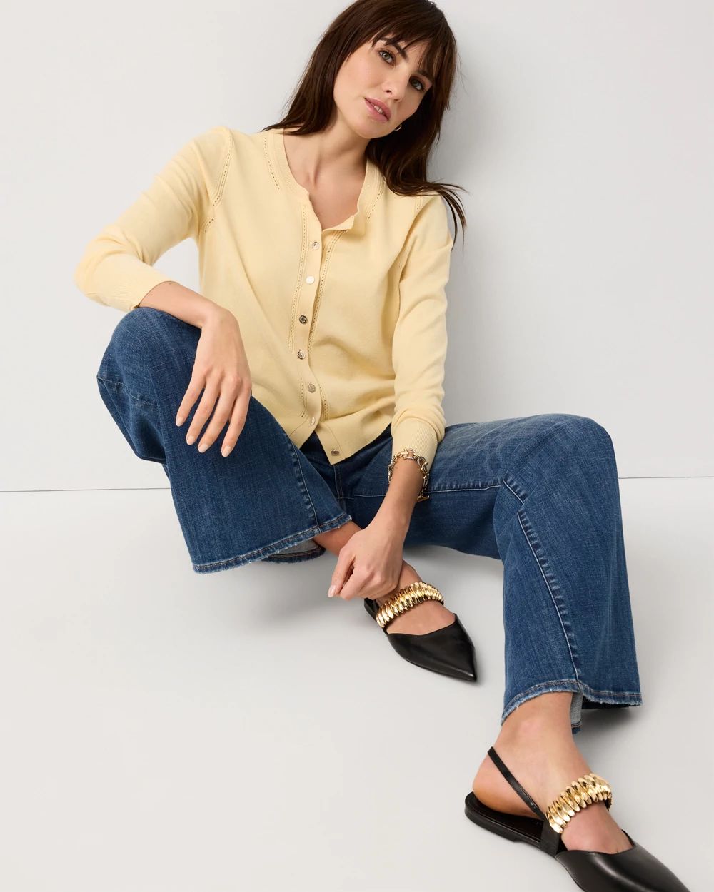 Crewneck Button-Front Cardigan