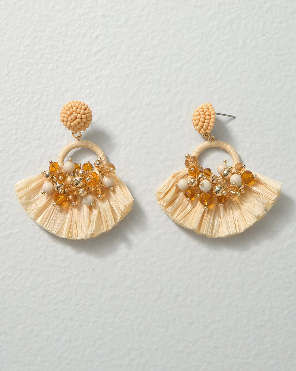 Neutral Raffia Statement Earrings click to view larger image.
