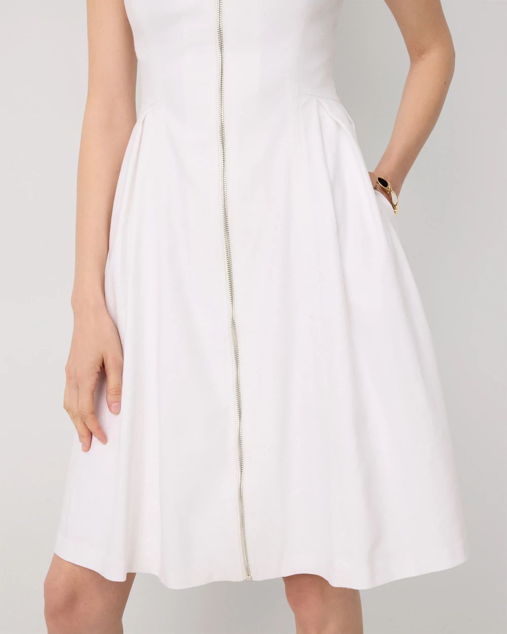 Collared Front-Zip Shirt Dress click to view larger image.