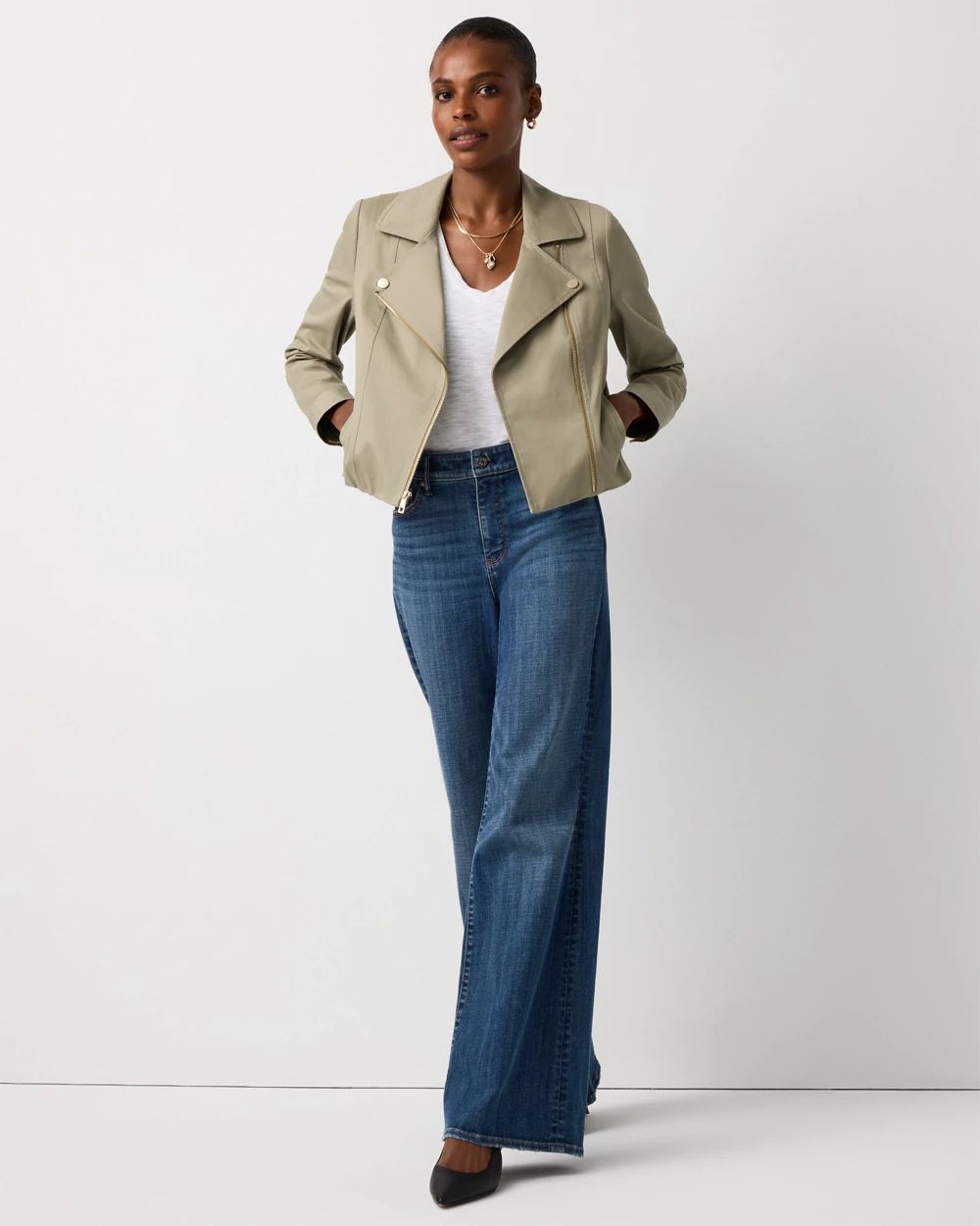 Cotton-Stretch Moto Jacket click to view larger image.
