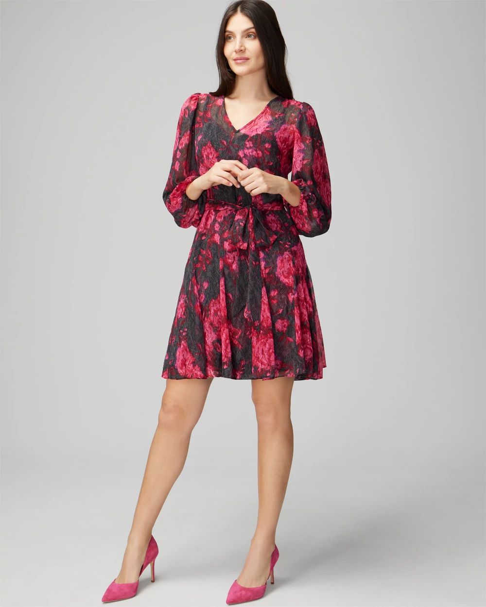 3/4-Sleeve Godet Dress