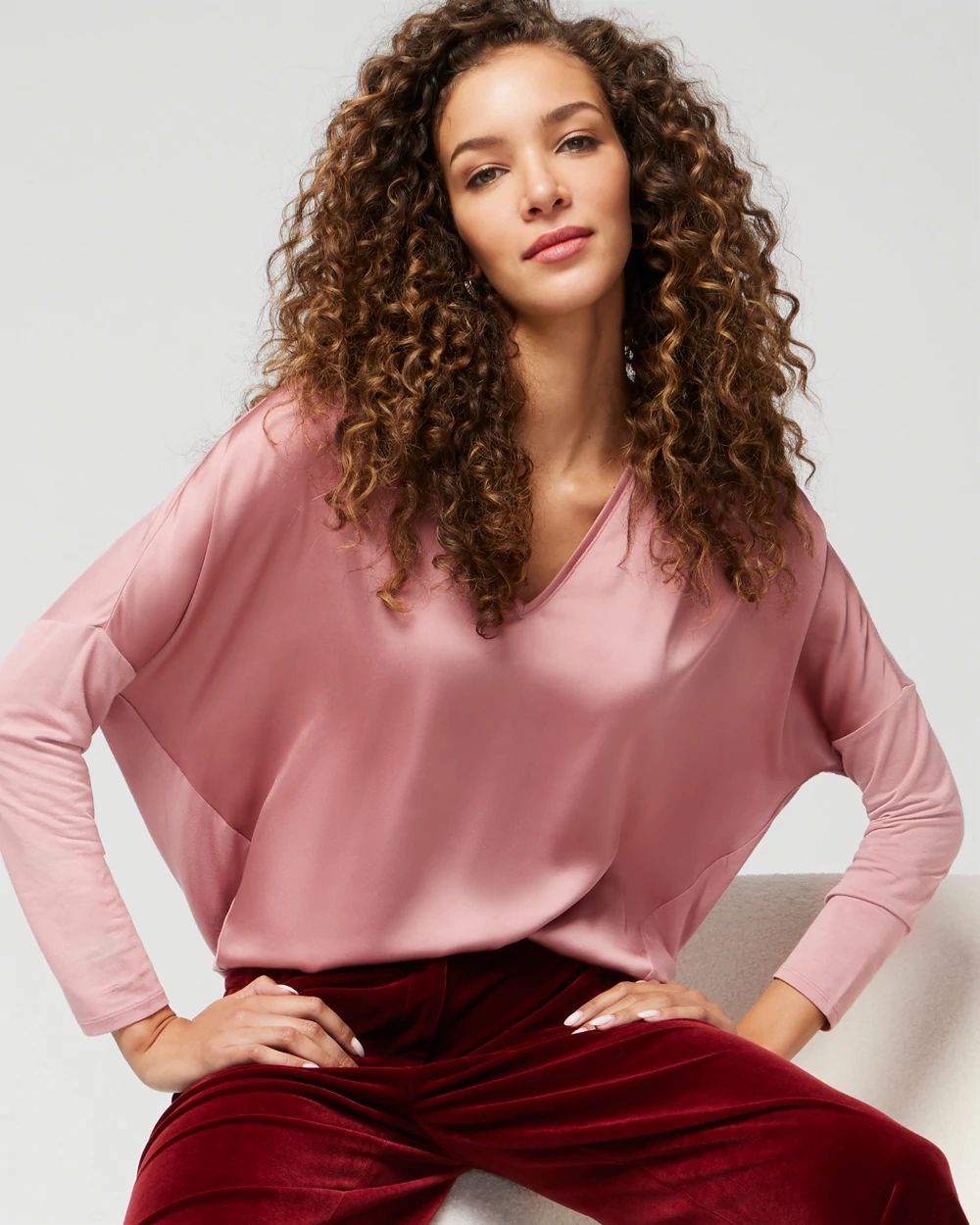 Woven Front Long Sleeve Tee