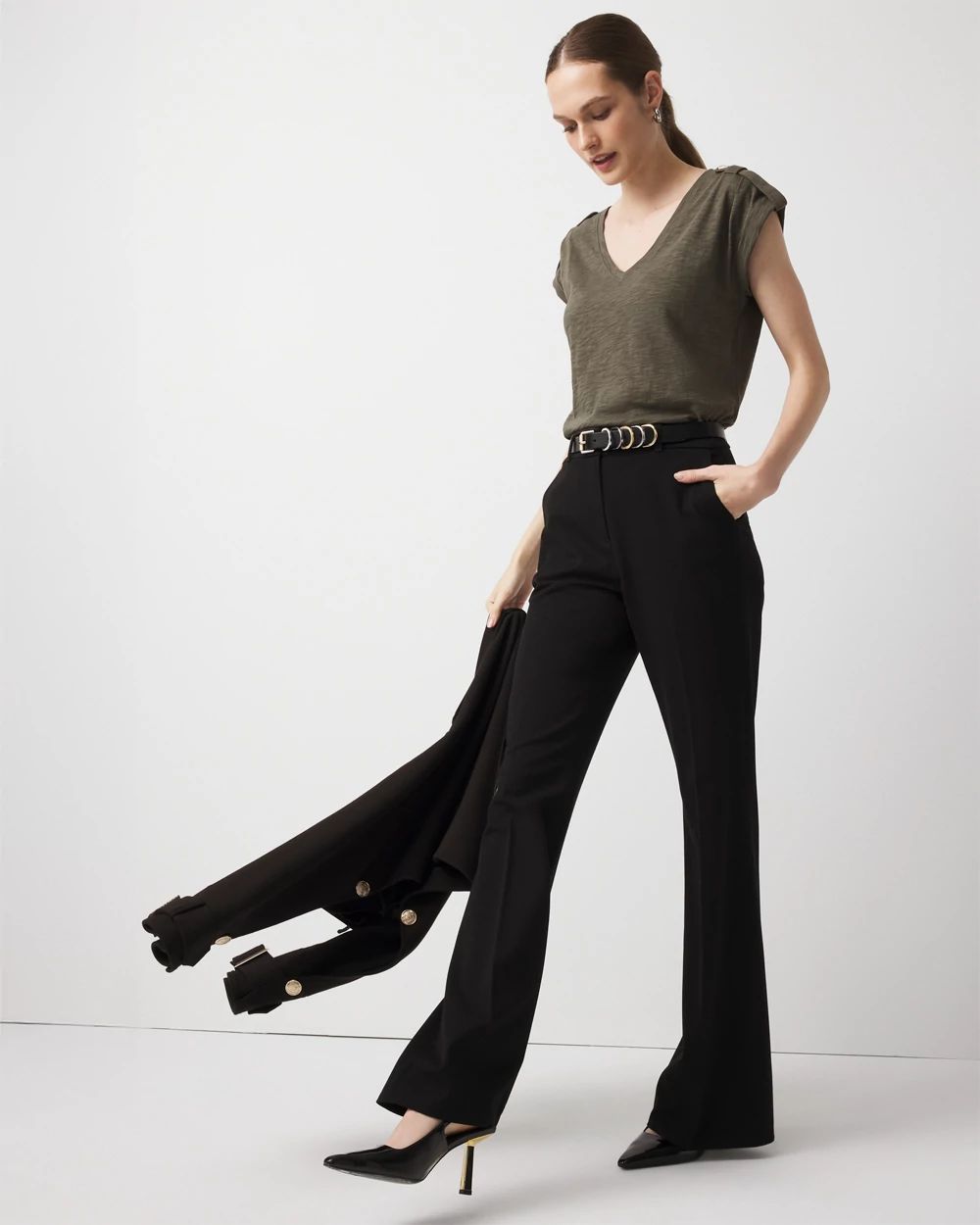 V-Neck Tee with Epaulets