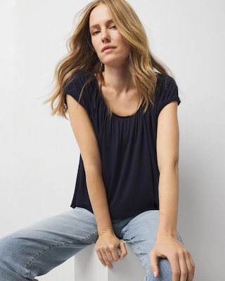 Shirred Scoop Neck Top click to view larger image.