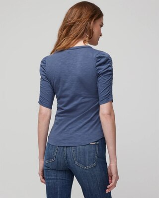 Shirred Sleeve Crewneck Tee