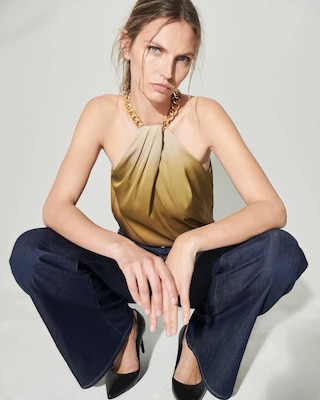 Satin Chain-Neck Halter Top