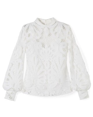Mock Neck Lace Blouse