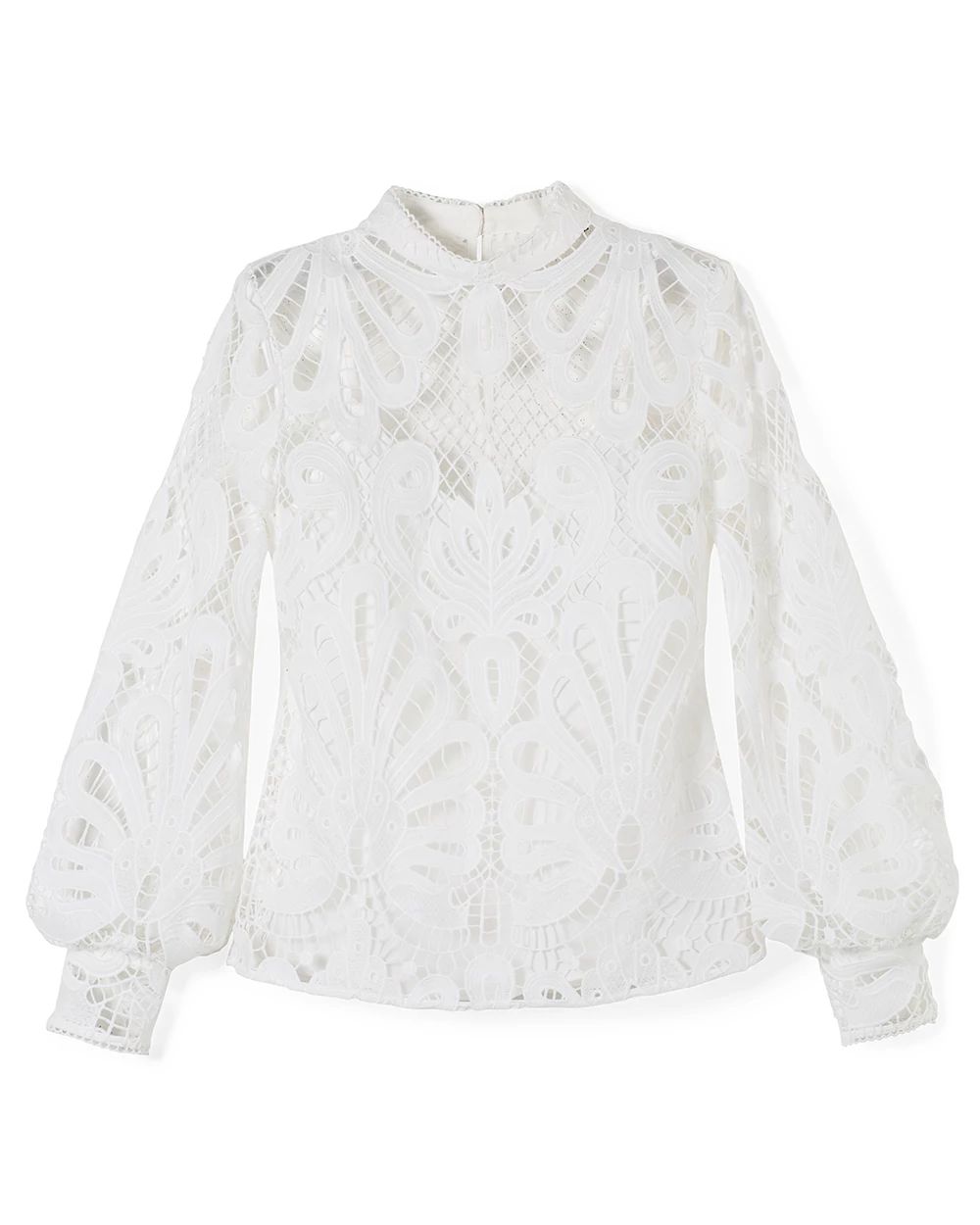Mock Neck Lace Blouse