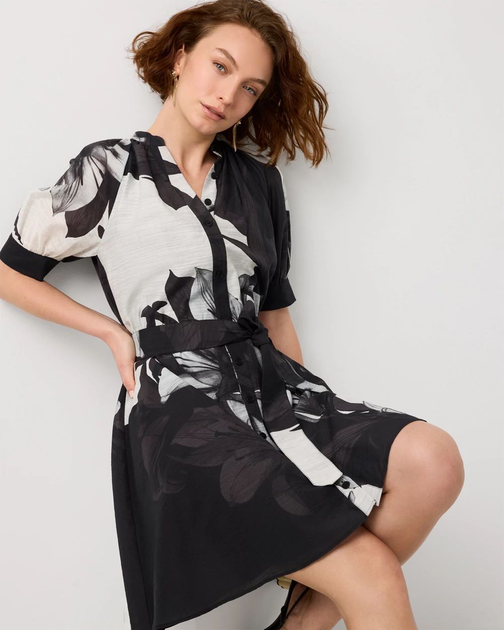 Button Front Shirt Dress click to view larger image.