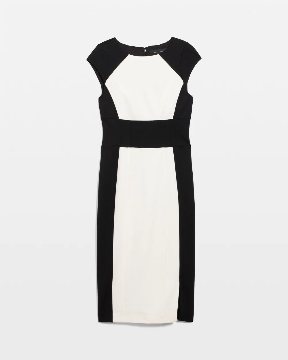 Colorblock Crew Neck Sheath Dress click to view larger image.