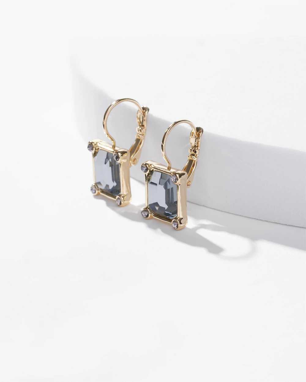 Gold Black Crystal Drop Earrings