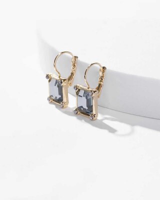 Gold Black Crystal Drop Earrings