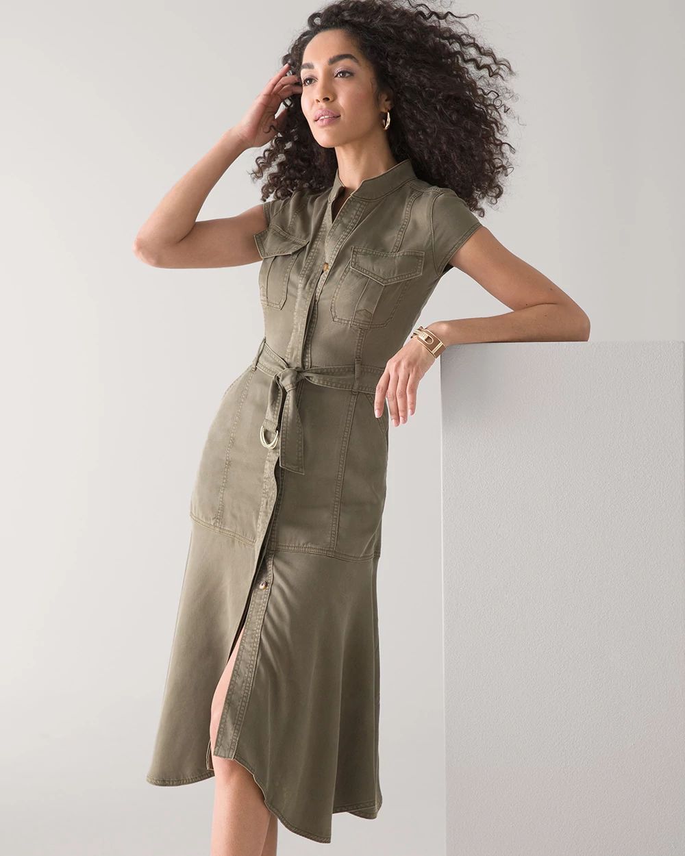 Utility Midi Shirt Dress