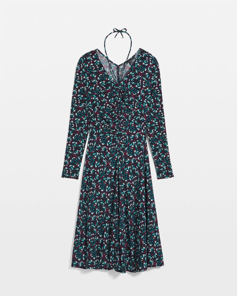 Long Sleeve Ruched Front Midi Dress