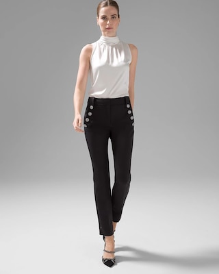 WHBM® Jolie Button Straight Scuba Knit Pant