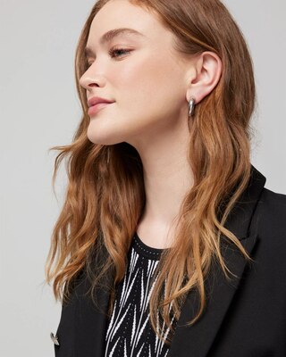 Silver Medium Thick Hoop Earrings