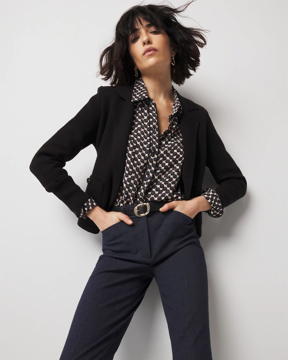 Petite Cropped Sweater Blazer