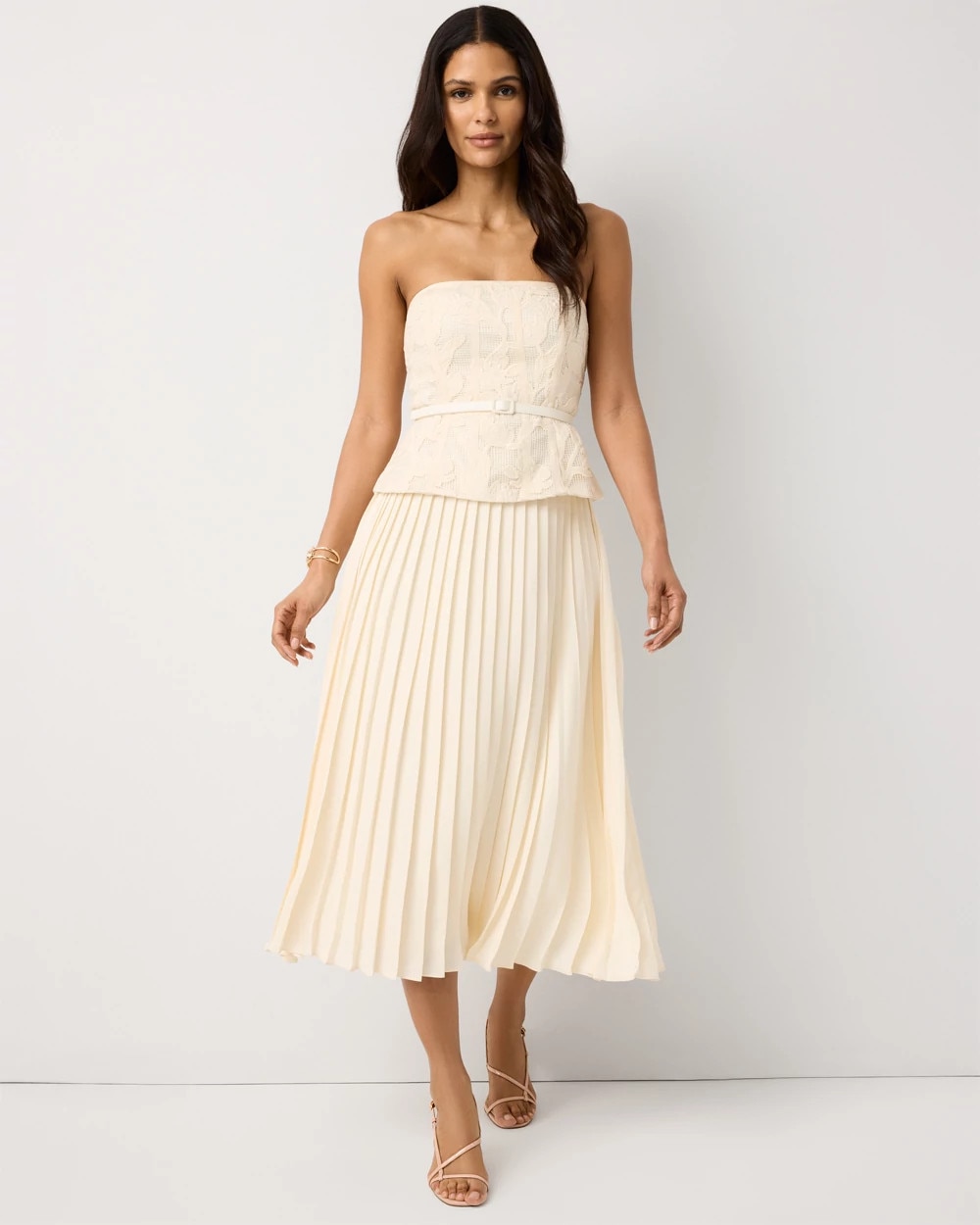 Bustier Pleated Midi Dress