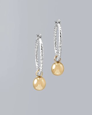Convertible Ball-Charm Hoop Earrings