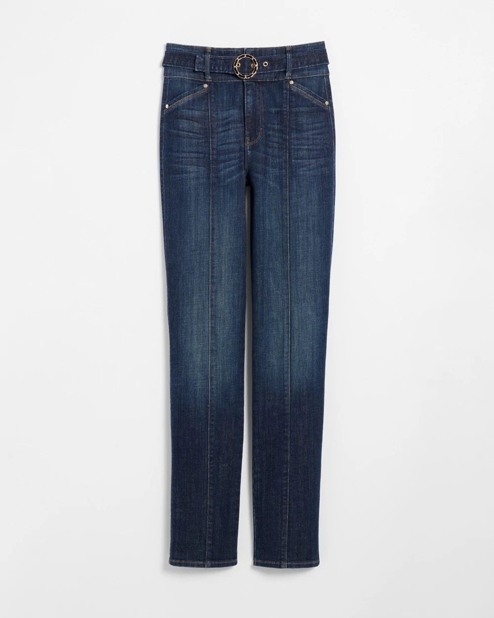 Extra High Rise Everyday Soft Novelty Belt Straight Leg Jeans