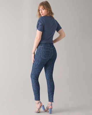 Mid-Rise Everyday Soft Denim™ Damask Print Skinny Jeans click to view larger image.