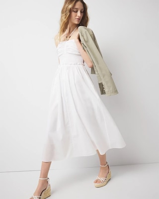 Cotton Poplin Halter Midi Dress click to view larger image.