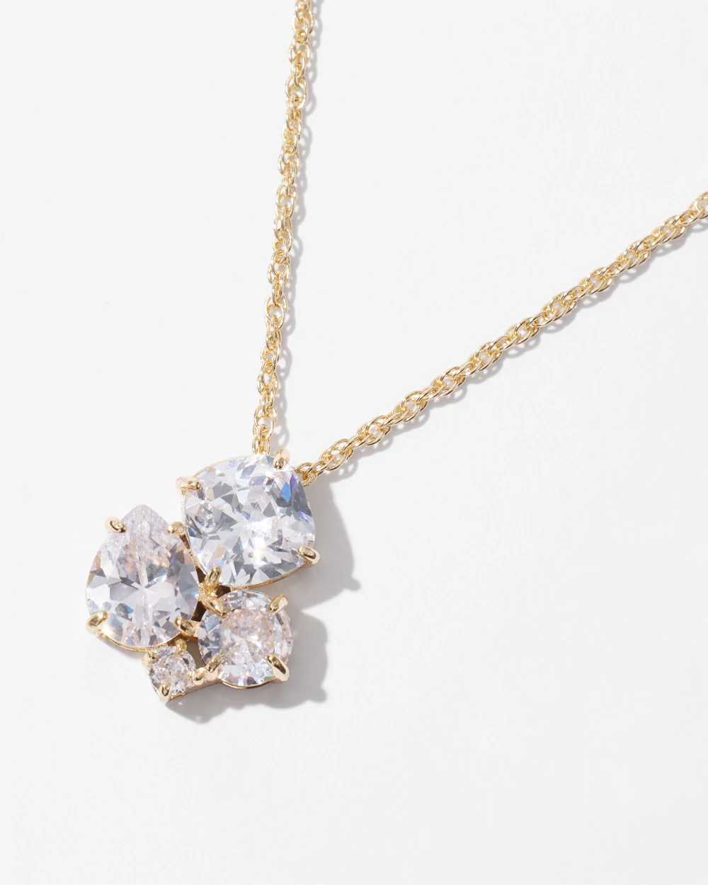 Gold + Crystal Cluster Pendant Necklace