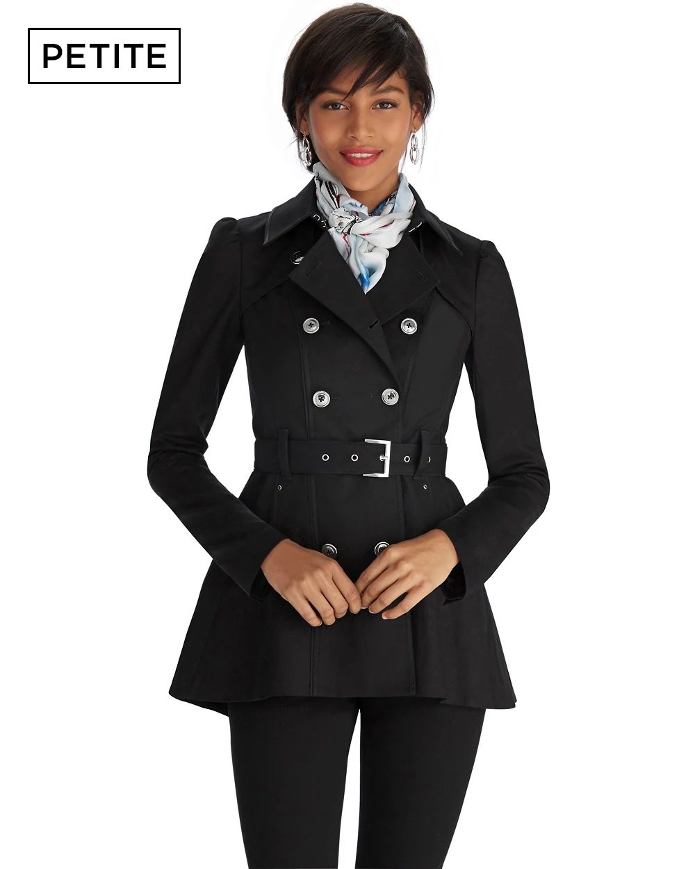 Petite Black Short Trench Coat