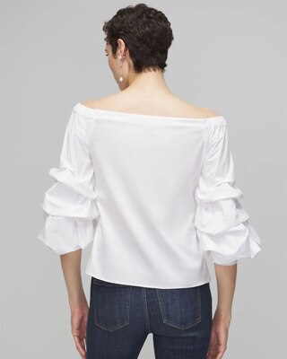 Long Sleeve Off-The-Shoulder Poplin Blouse