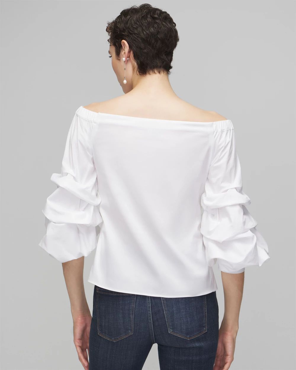 Long Sleeve Off-The-Shoulder Poplin Blouse