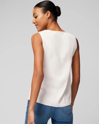 Sleeveless Ruffle Front Shell