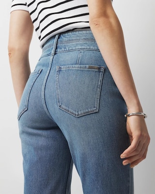 Extra High-Rise Double Waistband Slim Ankle Jeans click to view larger image.
