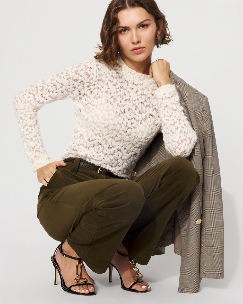 Textured Lace Mockneck Top click to view larger image.