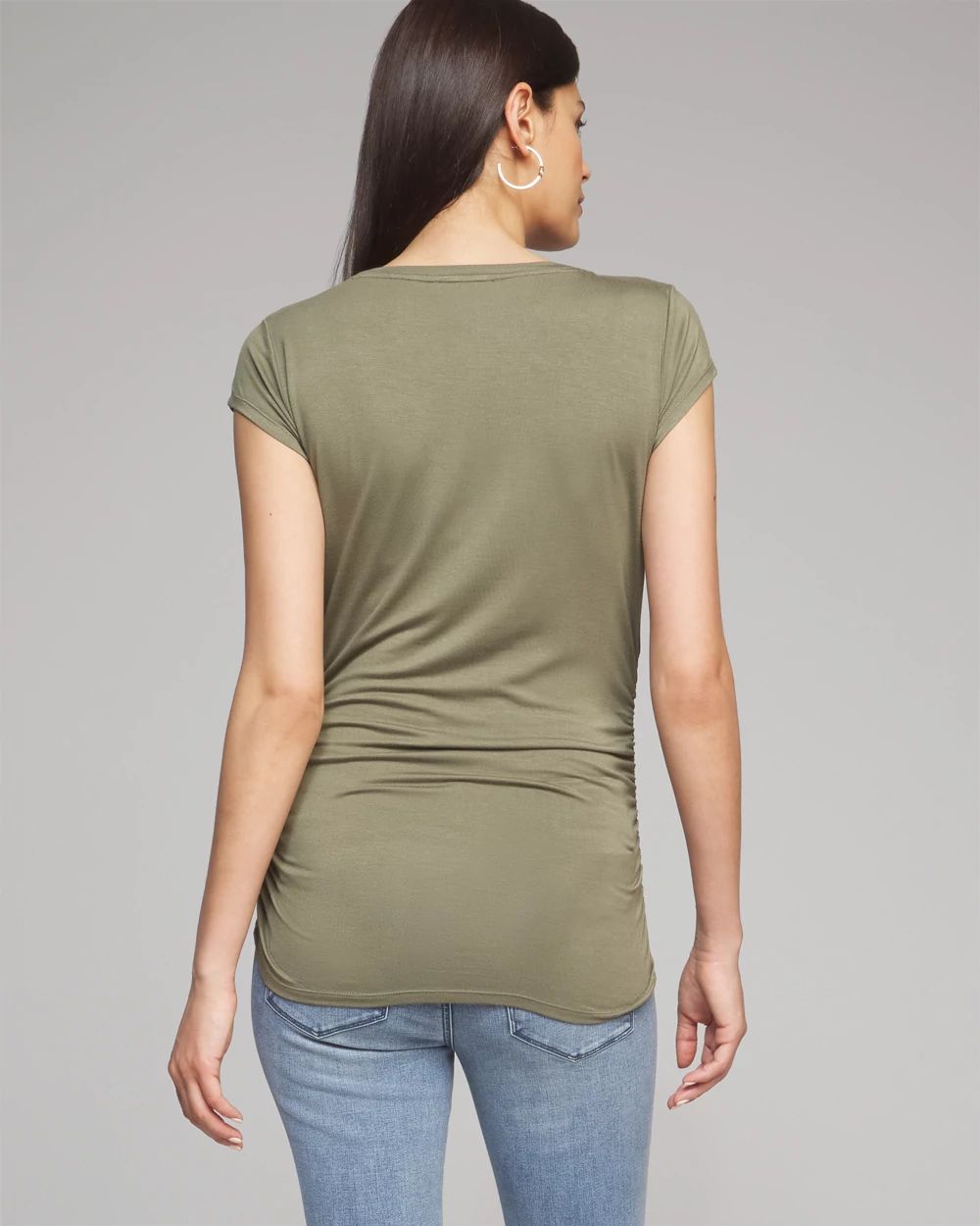 Outlet WHBM Cap Sleeve Side Ruched Tee
