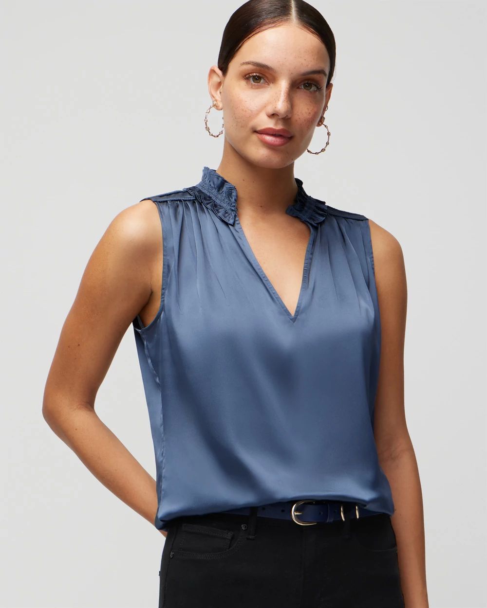 Satin Ruched Neck Shell