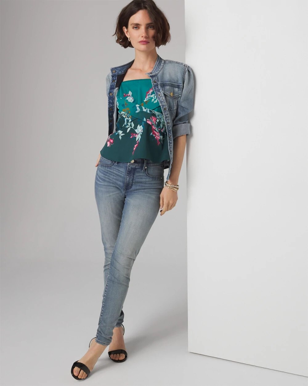 Draped Front Floral Print Bustier