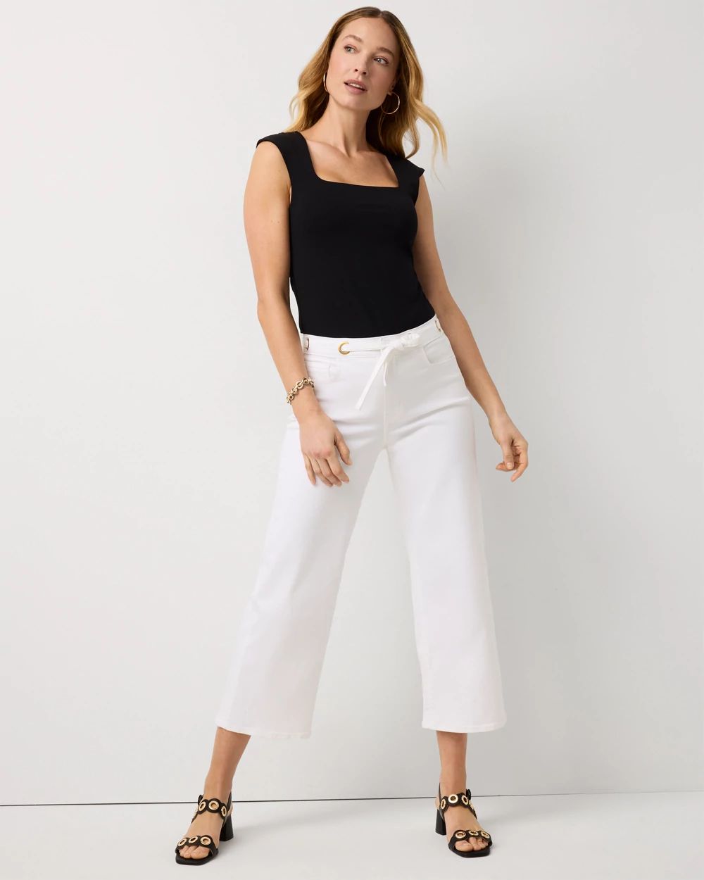 Petite Grommet High Rise Wide Leg Crop Jean