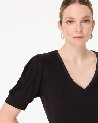 Puff Sleeve V-neck Tee click to view larger image.