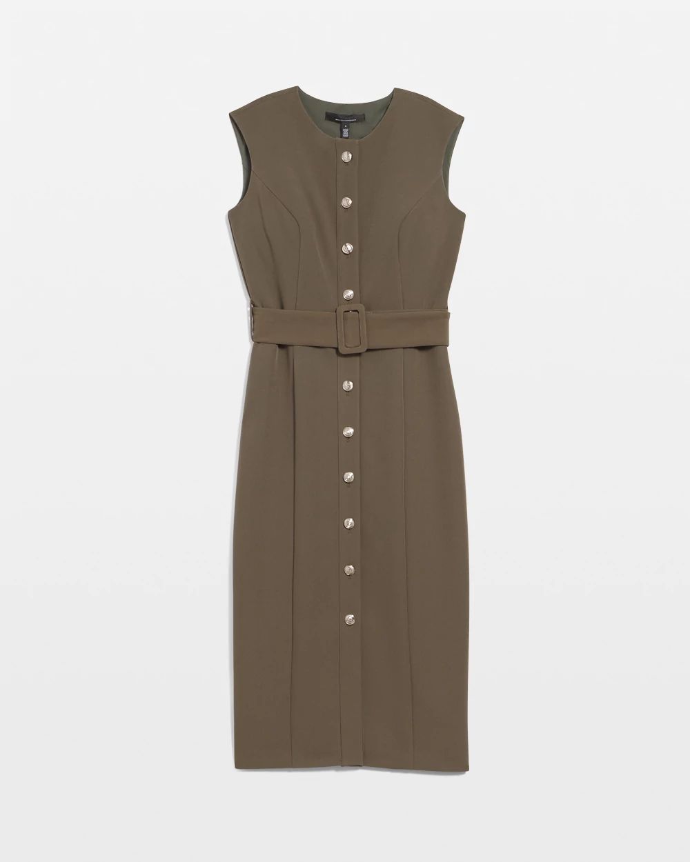 Petite Button Front Midi Dress