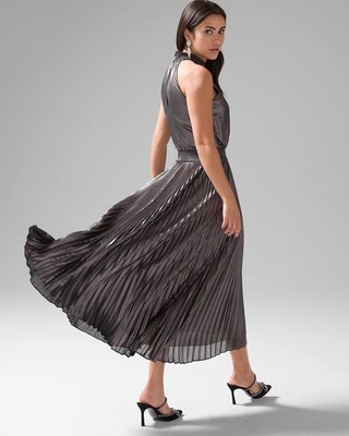 Pleated Halter Midi Dress