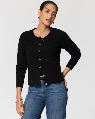 Button-Front Long Sleeve Cardigan
