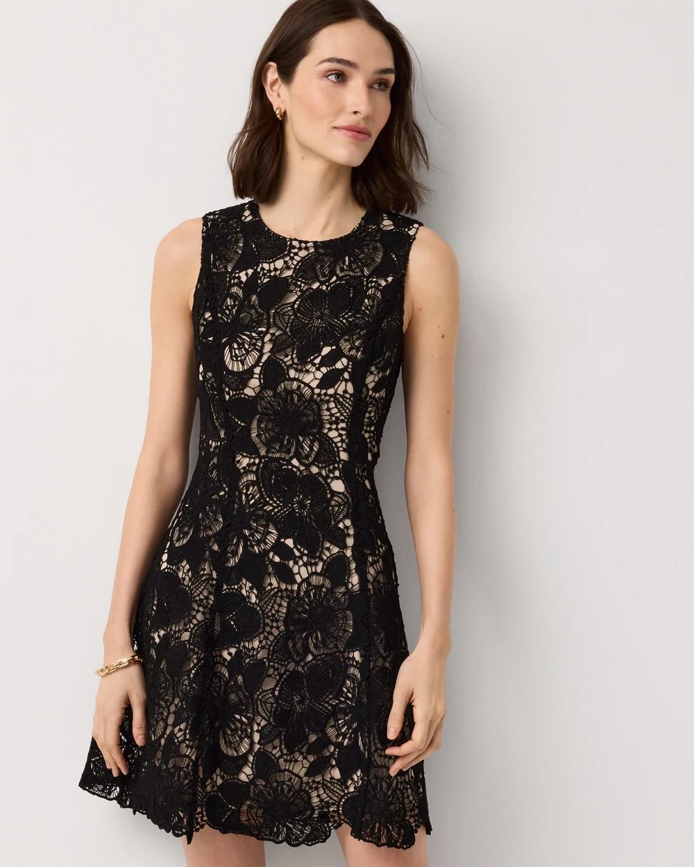 Petite Fit + Flare Lace Dress