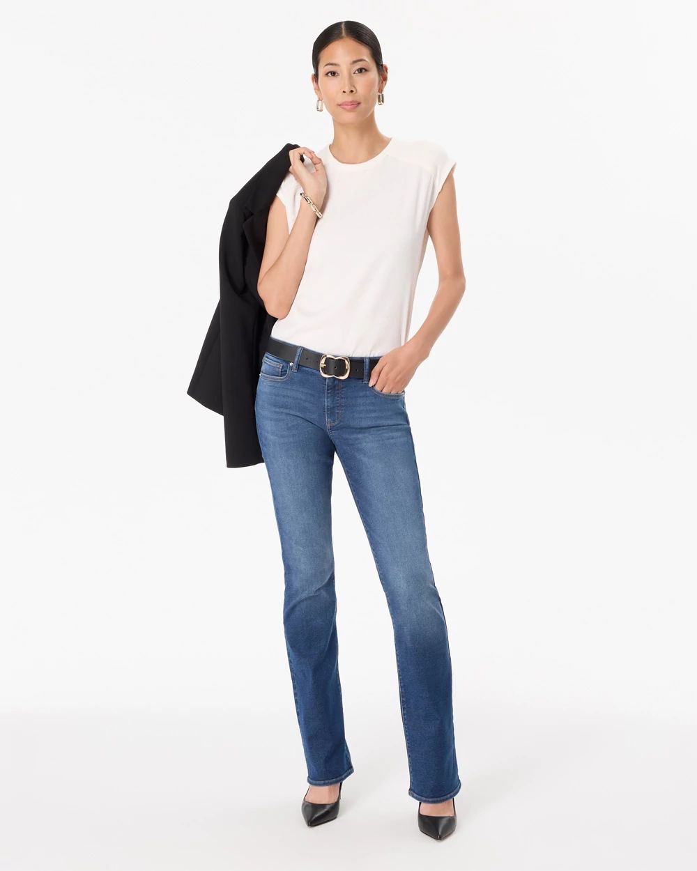 Ribbed Trim Satin Tee click to view larger image.