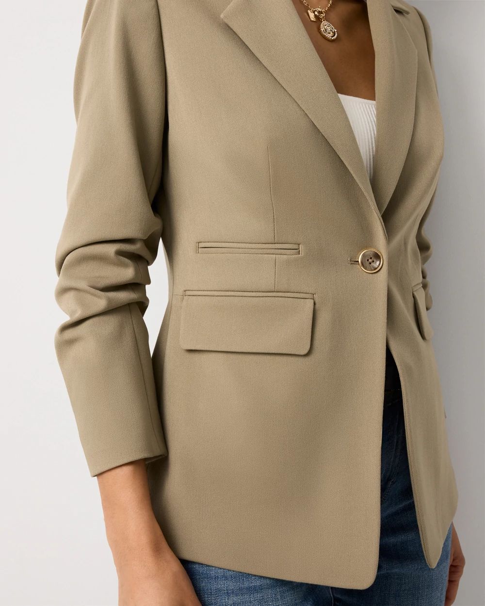 Petite Ruched Sleeve Blazer