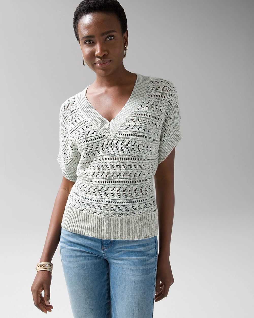 Short sleeve knitted jumper top