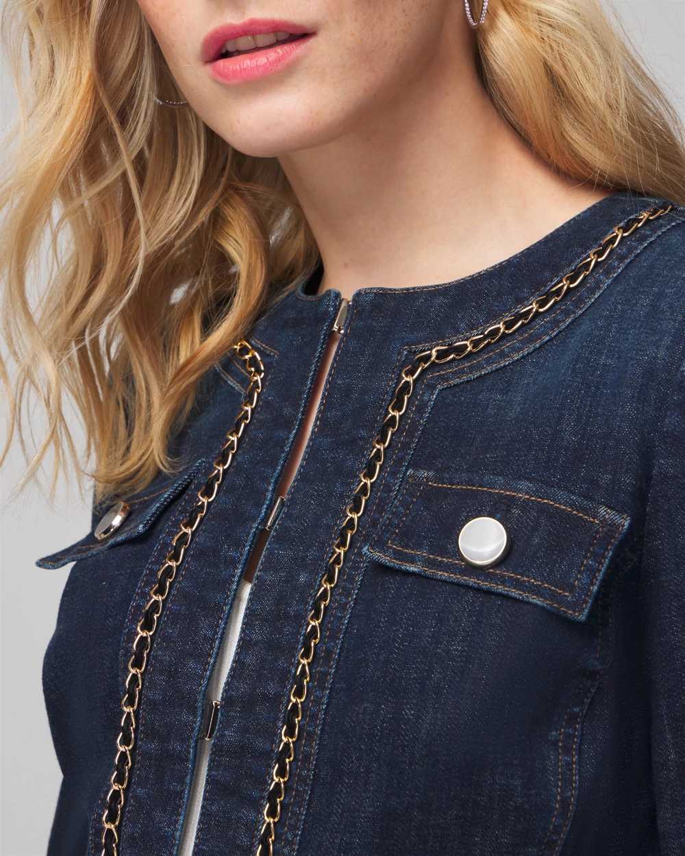 WHBM® Petite Stylist Denim Chain Jacket click to view larger image.